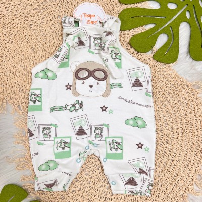  Jardineira Nózinho - Aviador - Verde e Off White